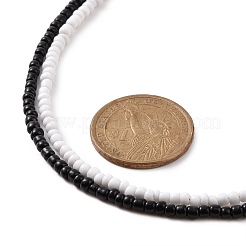 2 Pcs 2 Colors Black & White Glass Seed Beaded Necklaces Set&nbsp;NJEW-FZ00003