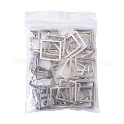 304ステンレススチールリンクリング  正方形  ステンレス鋼色  20x20x2mm&nbsp;STAS-TA0004-51