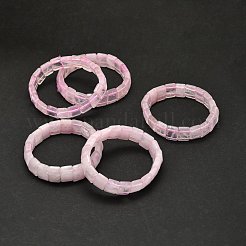 ナチュラル ローズ クオーツ レクタングル ビーズ ストレッチ ブレスレット  女性のためのアクセサリー用原石のアクセサリー  内径：2-1/8~2-1/4インチ（5.5~5.7cm）&nbsp;BJEW-E379-01E