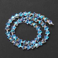 透明なガラスビーズ連  スター  クリアAB  8~8.5x8~8.5x3.5~4mm  穴：1mm  約50個/連  14.25~15.35インチ（36.2~39cm）&nbsp;GLAA-F112-02I