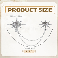スタークリスタルラインストーンブローチ1個  バックパック服用合金ブローチ  プラチナ  157x31.5mm&nbsp;JEWB-LP0002-04