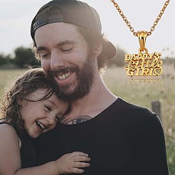 Word Daddy の小さな女の子のペンダント ネックレス  父娘の真鍮ジュエリー  ゴールドカラー  17.72インチ（45cm）&nbsp;JN1040A