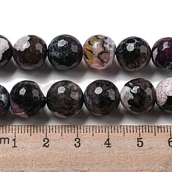 ファセット天然ファイヤーアゲートクラックルビーズ連売り  ラウンド  染め＆加熱  アザミ  11.5mm  穴：1.6mm  約31個/連  14.76''（37.5センチメートル）&nbsp;G-F447-12mm-N15