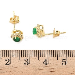 Oval Brass Micro Pave Clear Cubic Zirconia Stud Earrings&nbsp;EJEW-Z144-08G