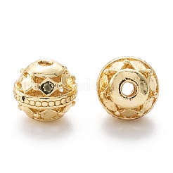 合金中空ビーズ  ひし形でラウンド  カドミウムフリー＆鉛フリー  18KGP本金メッキ  8x7~8mm  穴：1.5~2mm&nbsp;PALLOY-P238-18G-RS