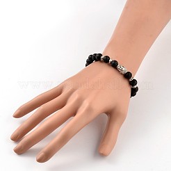 Trendy Natural Lava Rock Beaded Stretch Bracelets&nbsp;BJEW-JB02097-05