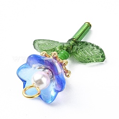 Flower Transparent Glass & Golden Pendants&nbsp;PALLOY-TA00098