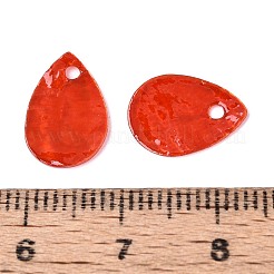 スプレー塗装カピスシェルペンダント  ティアドロップ  レッドオレンジ  13x9~10x1mm  穴：1mm&nbsp;SSHEL-T006-10C