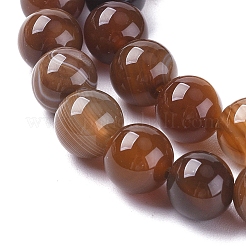 天然石縞瑪瑙/バンデットアゲートビーズ連売り  染め＆加熱  ラウンド  シエナ  6mm  穴：1mm  約63個/連  14.57インチ（37cm）&nbsp;X-G-G582-6mm-55