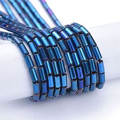 電気メッキガラスビーズセット  フルメッキ  コラム  ブルーメッキ  4.5~5x2.5mm  穴：0.8mm  約75個/連  14.17インチ（36cm）&nbsp;EGLA-K014-B-FP08