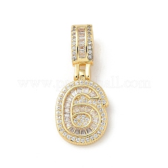 Brass Clear Cubic Zirconia European Dangle Charms&nbsp;KK-R003-01G-06