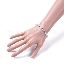 天然モルガナイト＆ハウライト＆スノーフレークオブシディアンビーズストレッチブレスレット  2-1/8インチ（5.5cm）&nbsp;BJEW-JB04697-02