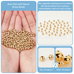 真鍮製スペーサービーズ  長持ちメッキ  ラウンド  24KGP本金メッキ  4x3.5mm  穴：1.6mm  300pc&nbsp;KK-PH0006-38C