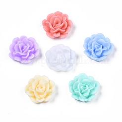 オペーク樹脂カボション  ラバー加工スタイル  花  ミックスカラー  12x12x4.5mm&nbsp;CRES-S307-020-B01