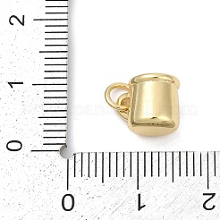 真鍮製エナメルチャーム  丸カン付き  コーヒーカップチャーム  ラックめっき  カドミウムフリー＆鉛フリー  持続的なメッキ  18KGP本金メッキ  7.5x10.5x7.5mm  穴：3.5mm&nbsp;KK-U062-01B-G