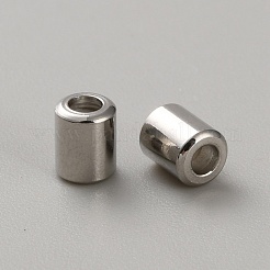 内部にシリコンが入った304ステンレススチールビーズ  コラム  ステンレス鋼色  5x4mm  穴：0.8mm&nbsp;FIND-WH0424-12P