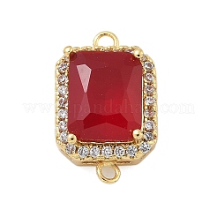 Rack Plating Brass Micro Pave Clear Cubic Zirconia Rectangle Connector Charms&nbsp;KK-A234-028