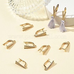 シェグレース 真鍮製マイクロパヴェ キュービックジルコニア フープピアス金具  V字  カン付き  カドミウムフリーと鉛フリー＆ニッケルフリー  18KGP本金メッキ  19x11x6mm  穴：1.4mm  ピン：1mm&nbsp;XGRQ79063-937G