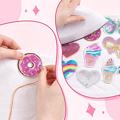 12個 12スタイル コンピューター刺繍布 アイロン接着/縫い付けパッチ  スパンコール入り  マスクと衣装のアクセサリー  アップリケ  ミックスカラー  49~82x45.5~101x1~2mm  1個/スタイル&nbsp;DIY-PH0023-24
