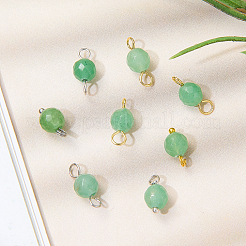 16Pcs 4 Style Round Natural Green Aventurine Pendants & Connector Charms&nbsp;PALLOY-SW00069
