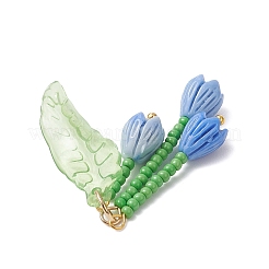 Glass Seed Beaded Magnolia Flower Pendants&nbsp;PALLOY-MZ01112-02