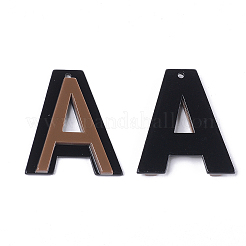 セルロースアセテート（樹脂）ペンダント  文字L  文字a  キャメル  37x32x4mm  穴：2mm&nbsp;KY-S158-41A-E