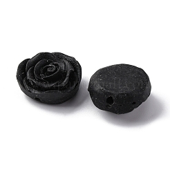 シナバービーズ  彫刻が施された漆器  花  ブラック  19.5x18.5x8.5mm  穴：1.5mm&nbsp;CARL-K001-05