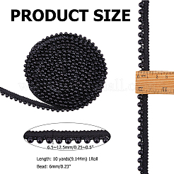 ポリエステルレーストリム  プラスチックボール付き  衣類用アクセサリー  ブラック  1/4~1/2インチ（6.5~12.5mm）  約100.00ヤード（91.44m）/ロール&nbsp;OCOR-WH011-164A