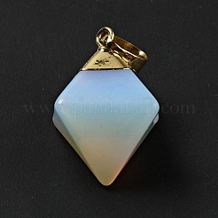 オパールペンダント  ゴールデントーン真鍮パーツ  ひし形  24~26x21~23x16~17mm  穴：4.5x8mm&nbsp;G-P474-03G-01
