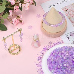 ガラスビーズ  ラウンド＆ヒトデ＆フィッシュ＆ロンデル  混合スタイル  ライラック  2.5~14x2.5~13.5x2~8.5mm  穴：1~1.4mm  約200~300個/袋  2袋/箱&nbsp;GLAA-SZ0001-94I