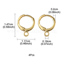 真鍮製のハギーフープピアス  水平ループ付き  長持ちメッキ  鉛フリーとニッケルフリー  18KGP本金メッキ  14.7x11.7x2mm  穴：1.8mm&nbsp;KK-YW0001-51