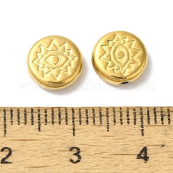 304ステンレススチールビーズ  目でフラットラウンド  ゴールドカラー  8x3mm  穴：1mm&nbsp;STAS-I305-151G