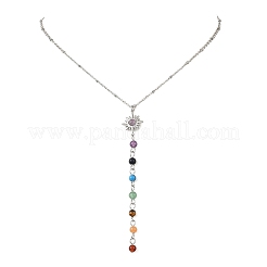7 Chakra Gemstone Long Tassel Y Necklaces&nbsp;NJEW-JN06603