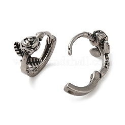 316サージカルステンレスフープピアス  花  アンティークシルバー  12.5x8.5mm&nbsp;EJEW-Q795-07AS
