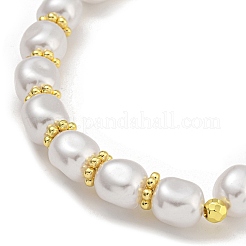 Rack Plating Brass & ABS Plastic Pearl Beads Beaded Necklaces for Women&nbsp;NJEW-C059-13G