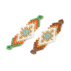 Glass MIYUKI Delica Beads Braided Connector Charms&nbsp;PALLOY-MZ01412
