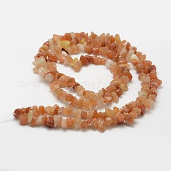天然石レッドアベンチュリンビーズ連売り  チップ  鮭色  3~5x7~13x2~4mm  穴：0.4mm  約31.5インチ（80cm）&nbsp;X-G-F328-09