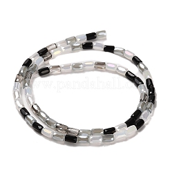 電気メッキガラスビーズセット  多面カット  コラム  ブラック  6~6.5x4mm  穴：0.8mm  約80個/連  20.12~20.24インチ（51.1~51.4cm）&nbsp;EGLA-D030-08B
