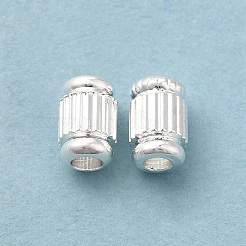 真鍮ビーズ  カドミウムフリー＆鉛フリー  コラム  925銀メッキ  6x4mm  穴：1.5mm&nbsp;KK-H442-99S