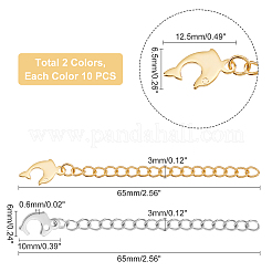 20Pcs 2 Colors 304 Stainless Steel Chain Extender&nbsp;STAS-UN0030-40