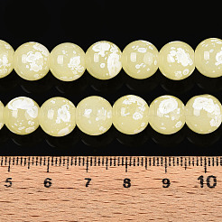 ペイントガラスビーズを焼く  ラウンド  淡黄色  10~10.5mm  穴：1.2~1.5mm&nbsp;X1-DGLA-N015-10mm-08