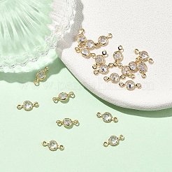 SHEGRACE Brass Pave Cubic Zirconia Flat Round Connector Charms&nbsp;XGRQ2O341-442A-G