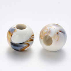 アクリル大穴ビーズ  天然石風  ロンデル  フローラルホワイト  28.5x26mm  穴：10mm  約43個/500g&nbsp;OACR-R074-03B-03