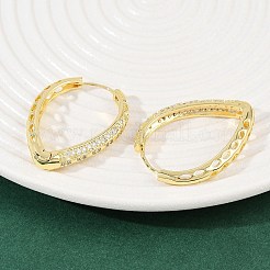Teardrop Brass Micro Pave Clear Cubic Zirconia Hoop Earrings&nbsp;EJEW-G446-01G