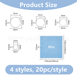 80個 4スタイル 925スターリングシルバーオープン丸カン  丸く切ったのこぎり  プラチナ  3~6x0.3~0.5mm  内径：2~5mm  20個/スタイル&nbsp;STER-DC0001-52P
