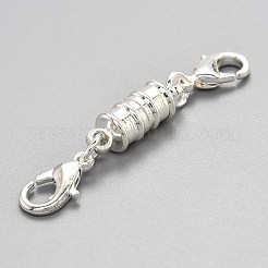 真鍮製マグネットクラスプコンバーター  カニカン付き  カドミウムフリー＆鉛フリー  コラム  銀  45x6mm&nbsp;LS-KK-O134-04S