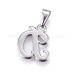 304ステンレスペンダント  ラインストーン付き  文字L  文字.d  19x17x2mm  穴：3~3.5x7.5~8mm&nbsp;X-STAS-F202-16P-D