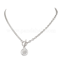 201 Stainless Steel Sun Pendant 304 Stainless Steel Twisted Chain Cable Chain OT Necklaces&nbsp;NJEW-JN05786