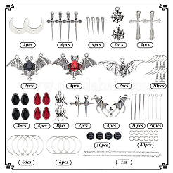 DIY Halloween Brass & Alloy Spider Bat Dangle Earring Making Kits&nbsp;DIY-SC0026-59