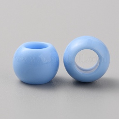 アクリルヨーロピアンビーズ  大穴ロンデルビーズ  ライトスカイブルー  13.5x11mm  穴：6.7mm  約1111個/1000g&nbsp;MACR-WH0007-100A